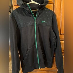 Nike Men's Navy Jacket with Green Highlights